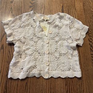 Rebellion Cream Crochet Cardigan, Size XS NWT